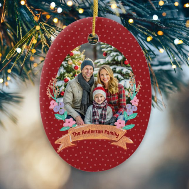 Décoration En Céramique Festif Floral Wreath Christmas Red Photo (Créateur téléchargé)