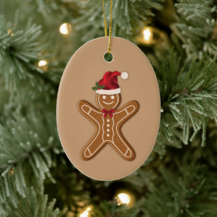 Décoration En Céramique Festif pain d'épices Cookie de Noël sur beige