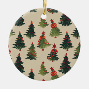 Décoration En Céramique Festive Christmas Tree Repeating Pattern