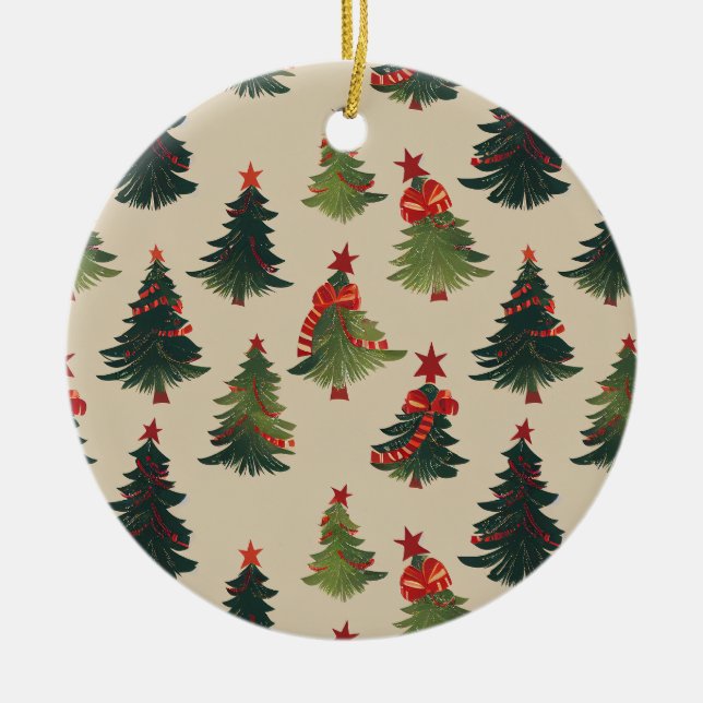 Décoration En Céramique Festive Christmas Tree Repeating Pattern (Devant)