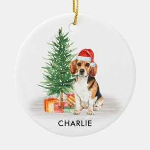 Décoration En Céramique Festive de chien beagle Père Noël Noël personnalis
