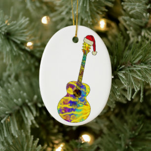 Décoration En Céramique Festive guitare acoustique Funny Funky Psychedelic