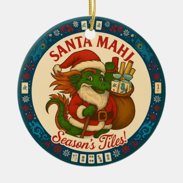 Décoration En Céramique Festive Santa Mahj Ornament  (Devant)