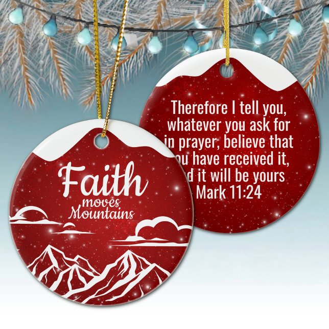 Décoration En Céramique Festive Snowy Motivational Biblical Text ⛪️ 🎄 (Custom festive snowy customizable biblical text god's message timeless holiday snow-capped mountain)