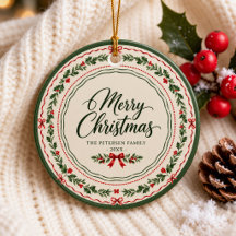 Fête de Noël avec bordure florale à ruban rouge