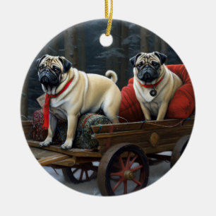 Décoration En Céramique Fête de Noël de Pug