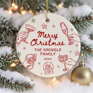 Décoration En Céramique Fête de Noël dessinée à la main avec fantaisie
