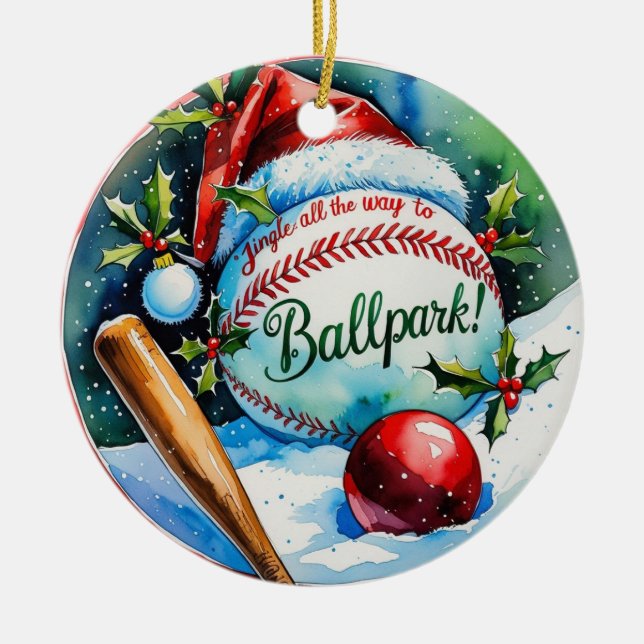 Décoration En Céramique Fête de Noël du baseball (Devant)