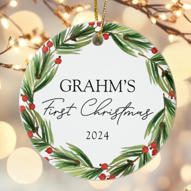 Décoration En Céramique Fête de Noël pour bébé personnalisé Première couro (Créateur téléchargé)