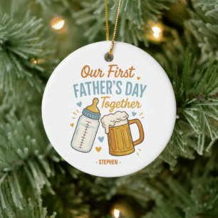 Décoration En Céramique Fête du Premier Père ensemble - Bière et Bouteille