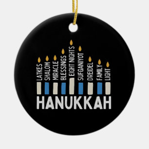 Décoration En Céramique Fête juive de Hanoucca Menorah Juif