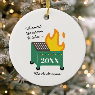 Décoration En Céramique Feu de poubelle avec Meilleurs Vœux de Noël