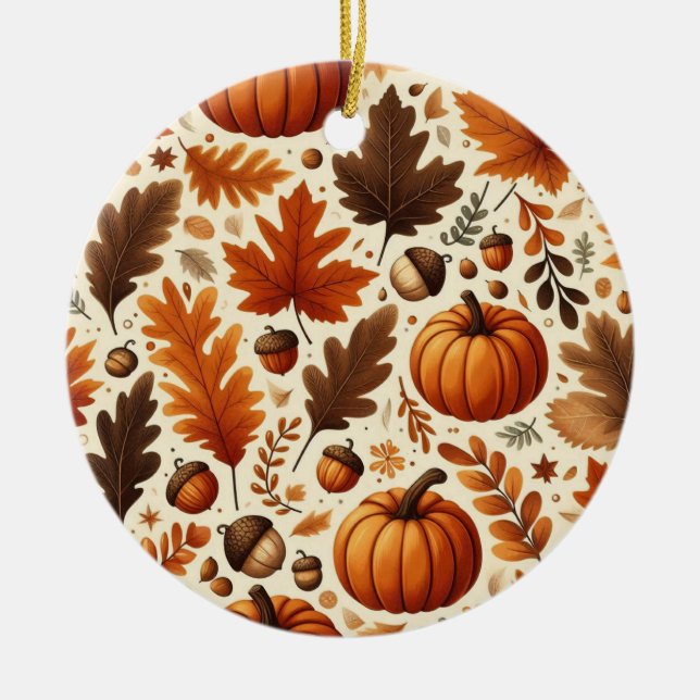 Décoration En Céramique feuille/citrouille/cavernes Automne (Devant)