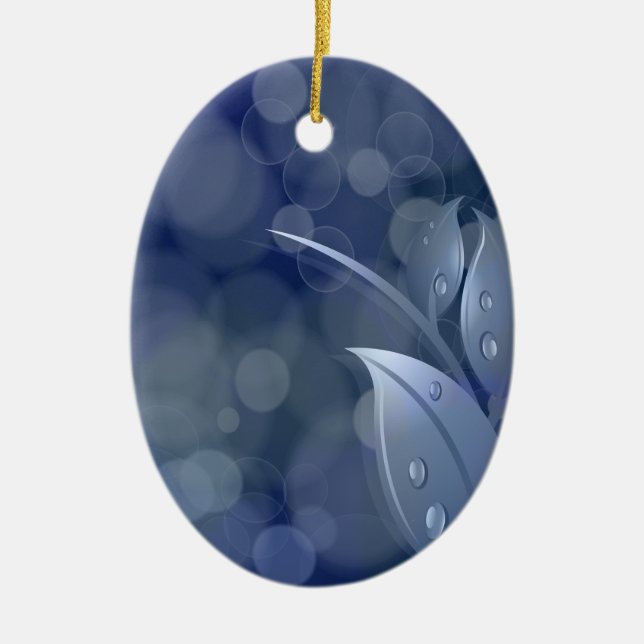 Décoration En Céramique Feuille de Blue Bokeh (Devant)