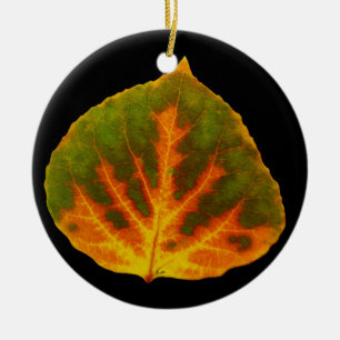 Décoration En Céramique Feuille vert orange et jaune d'Aspen #1