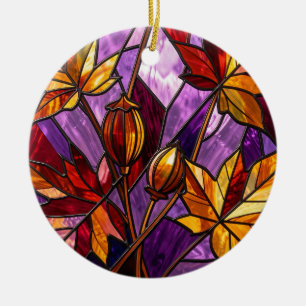 Décoration En Céramique Feuilles de érable d'automne vibrantes en verre te