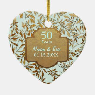 Décoration En Céramique Feuilles d'or 50e anniversaire Mariage