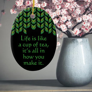 Décoration En Céramique Feuilles verts néon - art fractal, irlandais disan