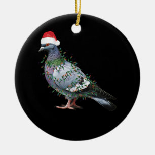 Décoration En Céramique Feux de Noël Pigeon portant Noël Chapeau de Noël C
