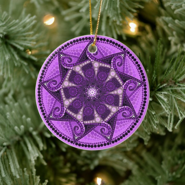 Décoration En Céramique Février Birthstone Amethyst Mandala Orament (Arbre)