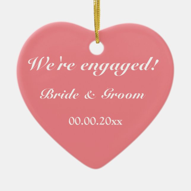 Décoration En Céramique Fiançailles personnalisé arbre de Noël corail phot (Devant)