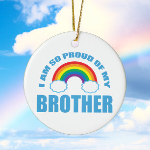 Décoration En Céramique Fier de mon frère Gay pride arc-en-ciel Noël