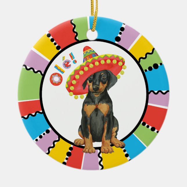 Décoration En Céramique Fiesta Doberman Pinscher Ceramic Ornament (Devant)