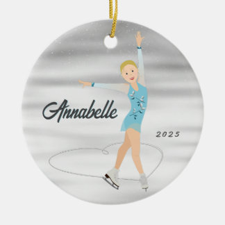 Décoration En Céramique Figure Skater Blonde en Aqua