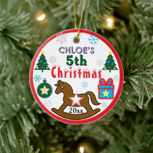 Décoration En Céramique Fille 5ème Noël Cheval Arbre PHOTO