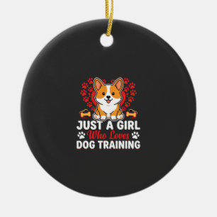 Décoration En Céramique Fille aime le dressage de corgi