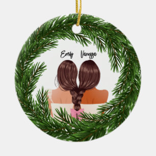 Décoration En Céramique Fille Amis Modernes pour toujours BFF Joyeux Noël