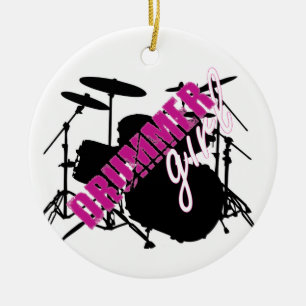 Décoration En Céramique Fille batteur avec un texte amusant violet et noir