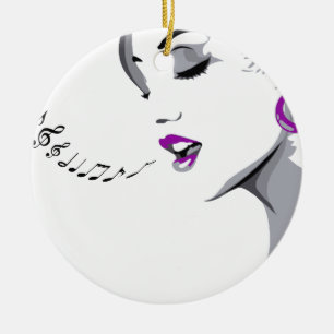 Décoration En Céramique Fille chante