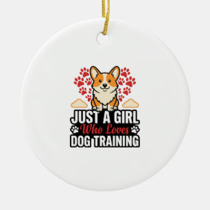 Décoration En Céramique Fille de dressage de chien Corgi Vintage Vector Co