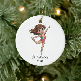 Décoration En Céramique Fille de gymnastique de gym personnalisée Noël