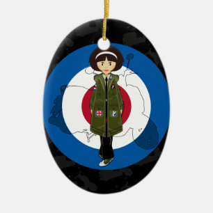 Décoration En Céramique Fille de mod d'années '60 dans la parka avec