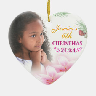 Décoration En Céramique Fille de Noël Photo personnalisée Coeur Cadeau