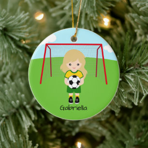 Décoration En Céramique Fille de soccer haïe lumière personnalisée Noël