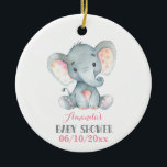 Décoration En Céramique Fille Eléphant Baby shower rose et gris<br><div class="desc">Fille Eléphant Baby shower rose et gris céramique ornement</div>