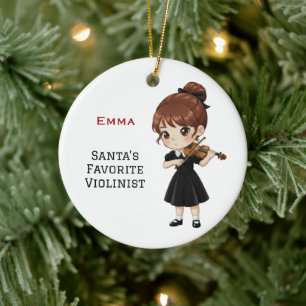 Décoration En Céramique Fille mignonne personnalisée jouant du violon