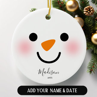 Décoration En Céramique Fille personnalisée Snowman visage Noël