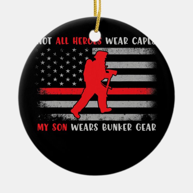 Décoration En Céramique Fils pompier Tee Fier Pompier Papa Maman (Devant)