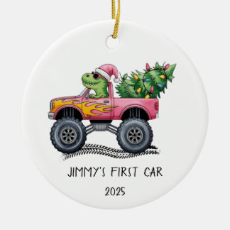 Décoration En Céramique First Car Personalized Dinosaur Monster Truck