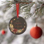 Décoration En Céramique First Christmas Grandparents Rustic Copper Photo<br><div class="desc">Mark the First Christmas as Grandparents with this modern, rustic holiday design ornament. It features a natural watercolor holiday wreath comprised of pine cones, dried leaves, twigs, and berries, accented with a lovely bow, on a warm gray background. "Christmas" and "Grandparents." are printed in trendy faux copper foil hand lettered...</div>