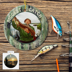 Décoration En Céramique Fishing BIGGEST CATCH, Two Photo