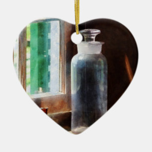 Décoration En Céramique Flacon de réactif et petite bouteille marron