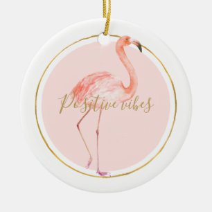 Décoration En Céramique flamant rose avec or et cadre personnalisé