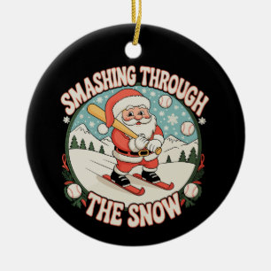 Décoration En Céramique Flambant À Travers Le Baseball De Neige Père Noël 