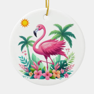 Décoration En Céramique Flamingo rose tropicale/Floride
