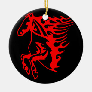 Décoration En Céramique Flamme feu rouge Bronco Mustang Cheval sauvage